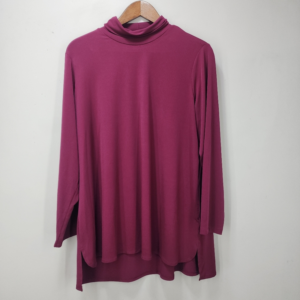 Susan Graver Modern Essentials Liquid Knit Turtleck Long Sleeve Tunic Top